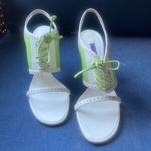 Ralph Lauren Purple Label White and Green Sandals